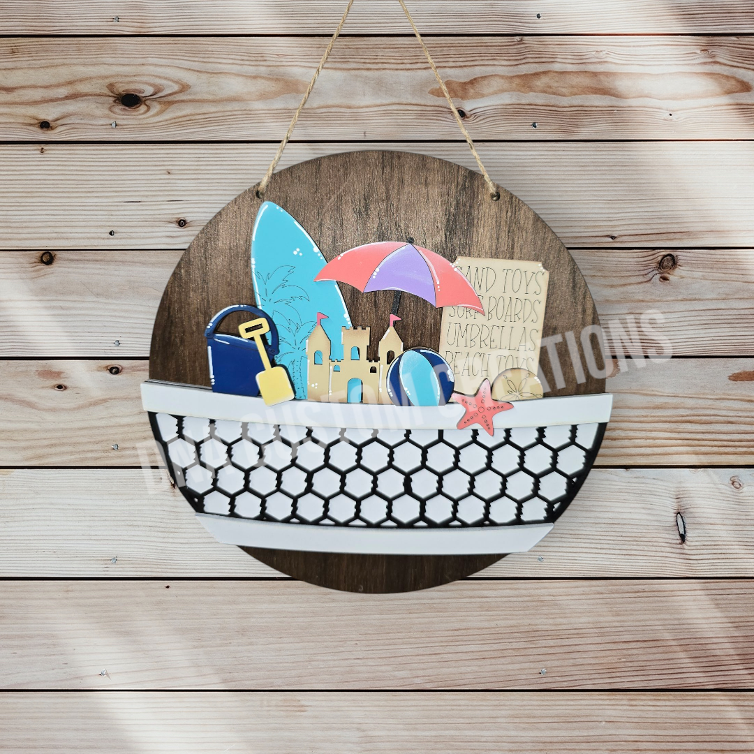 Summer Beach insert for interchangeable door hanger or basket