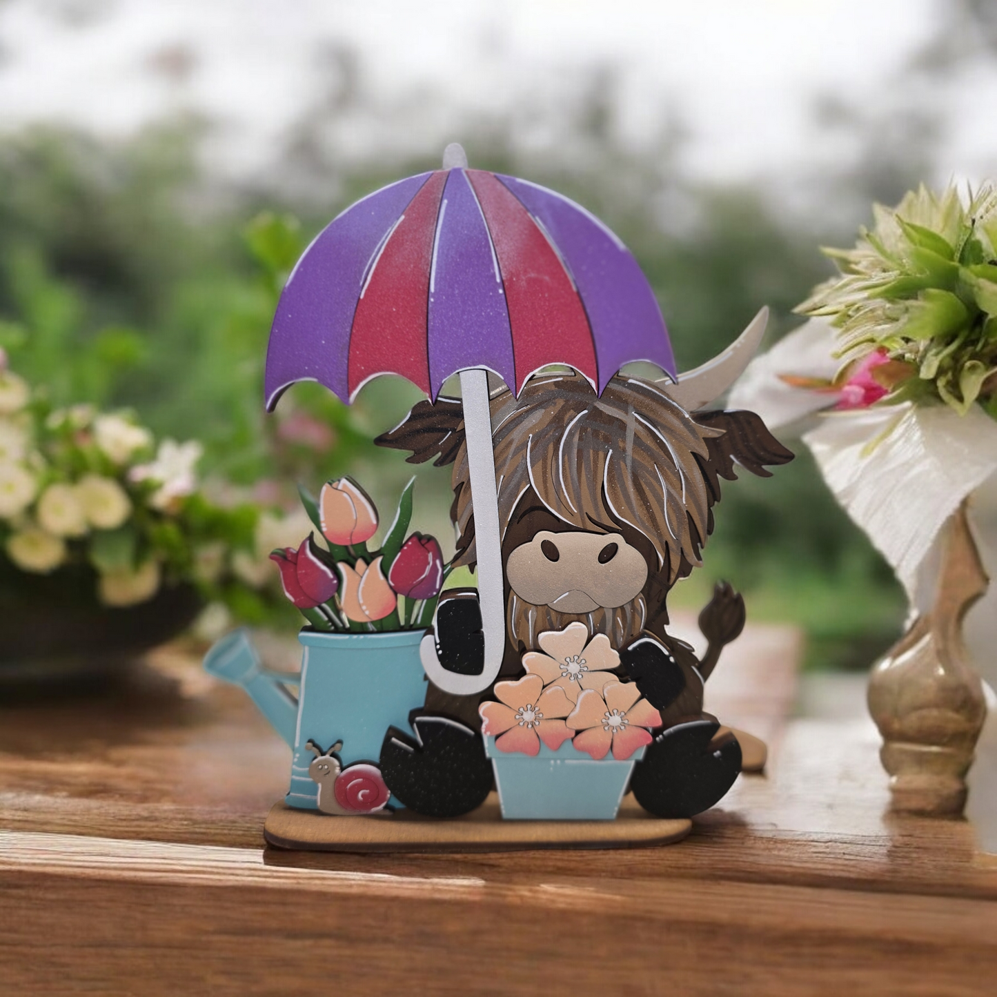 Spring Highland Cow Shelf Sitter