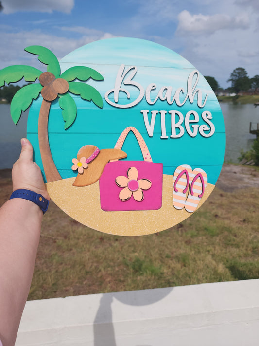 Beach vibes 3d door hanger, beach door hanger, summer sign, summer door sign