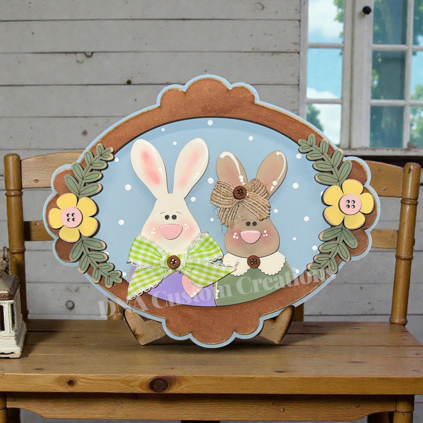 Bunny Couple Portrait Shelf Sitter