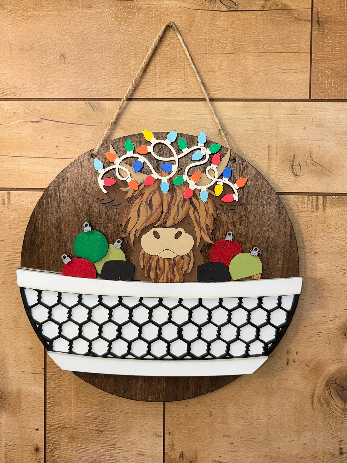 Christmas Lights Highland Cow Insert