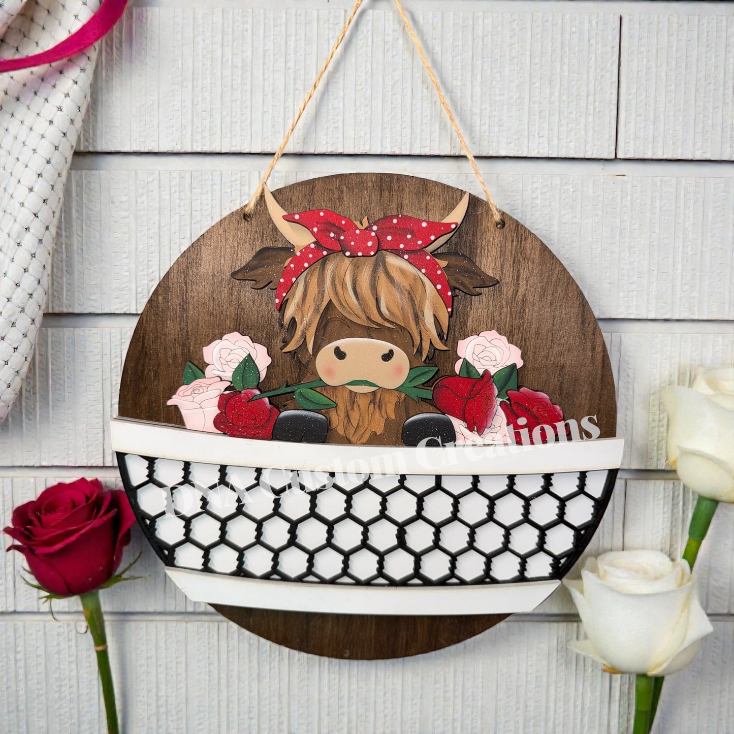 Highland cow with roses insert *Insert only *