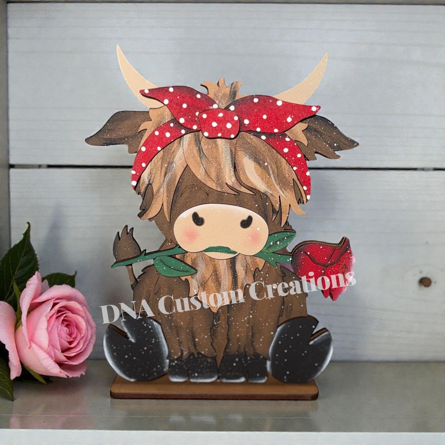 Valentine’s Day cow shelf sitter
