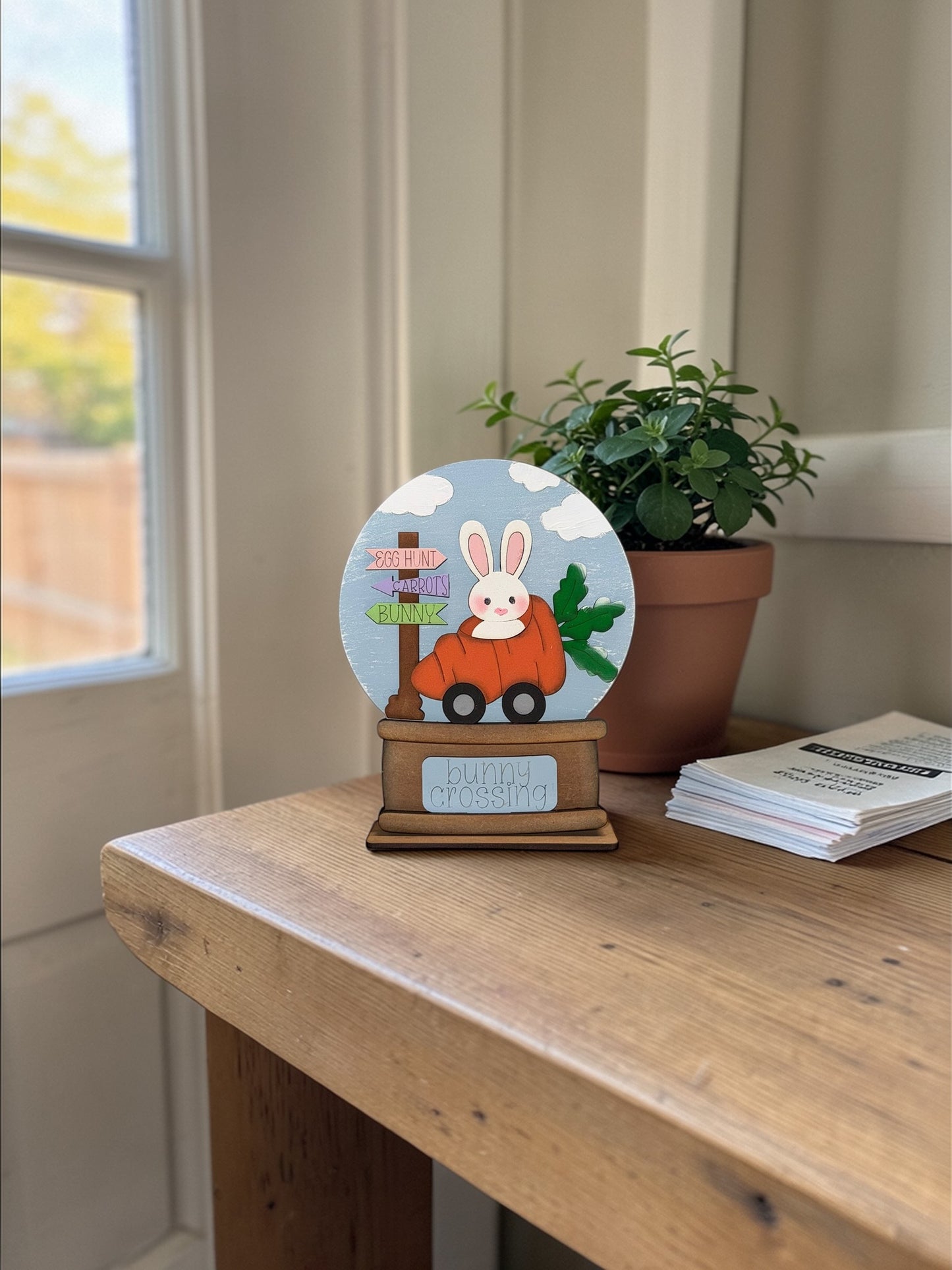 Bunny Crossing Snow Globe add on