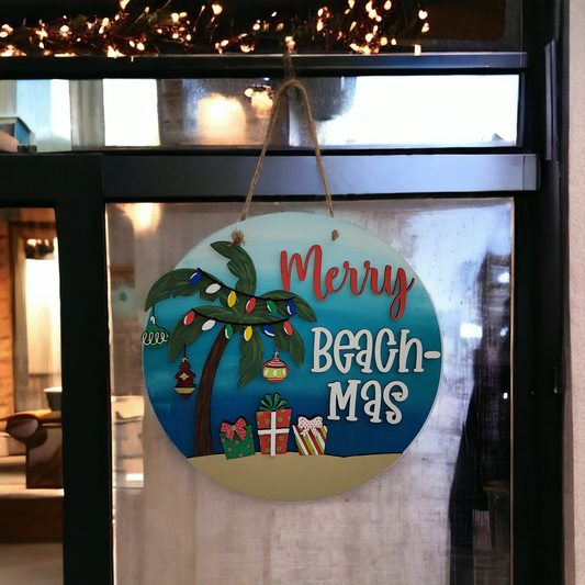 Merry Beachmas door sign, Beach door sign, 3d door sign