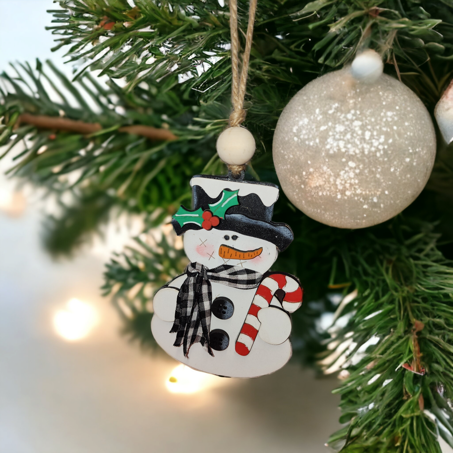 Frosty with Candy Cane Ornament