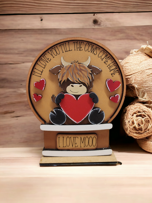 Valentines Day Highland Cow insert for Snow Globe