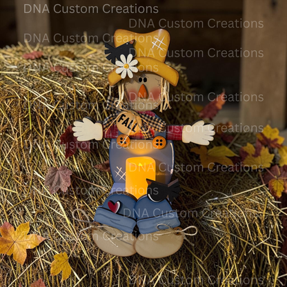 Hand-Painted Scarecrow Votive Candle Shelf Sitter